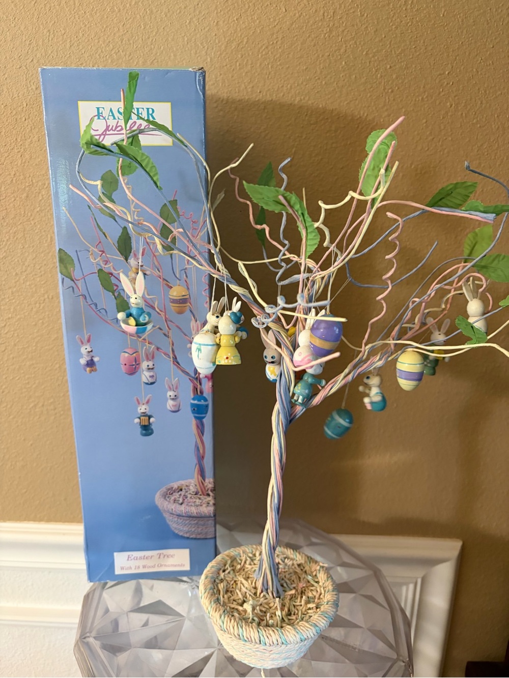 Easter Jubilee Vintage Easter Tree with 18 Wooden Ornaments